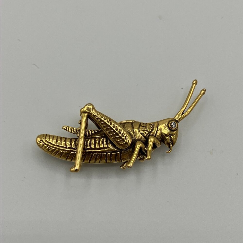 Vintage MFA Bronze Grasshopper Brooch